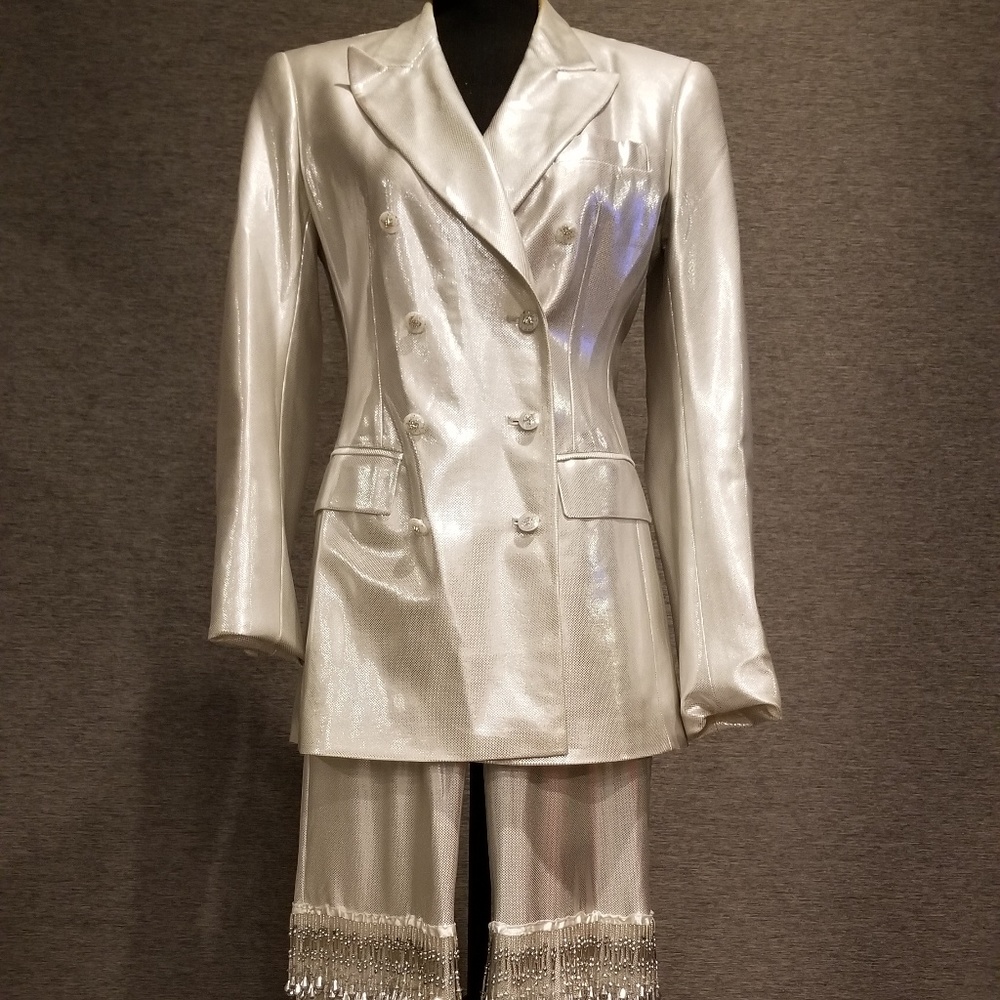 Silver Metallic pants suit